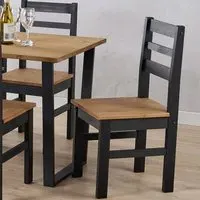 Corona Linea Set of 2 Ladder Back Dining Chairs - Black, Pine