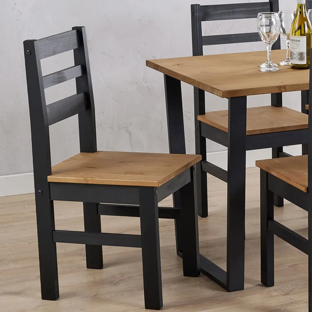 Corona Linea Set of 2 Ladder Back Dining Chairs - Black, Pine
