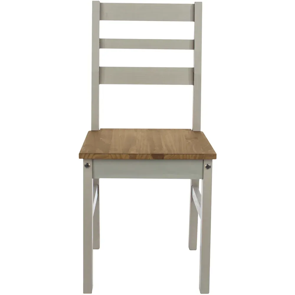 Corona Linea Set of 2 Ladder Back Dining Chairs - Grey, Pine