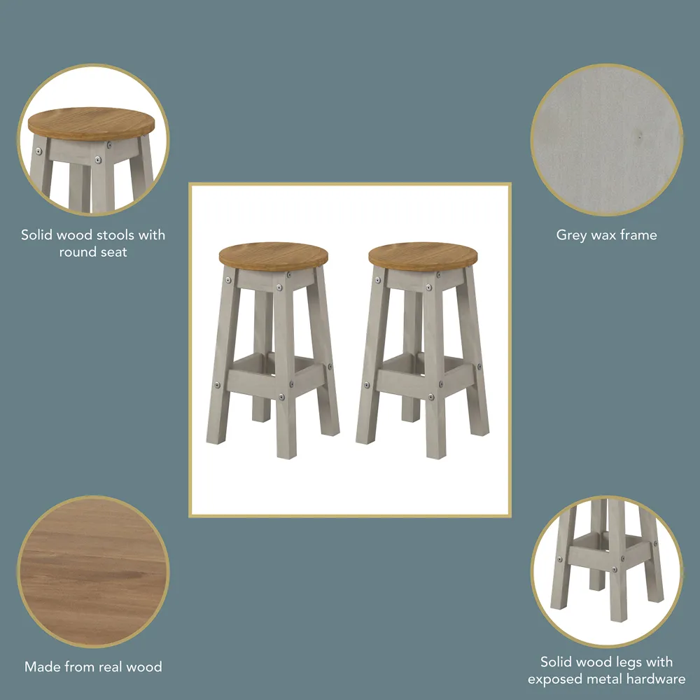 Corona Low Breakfast Stool Set of 2 - Grey