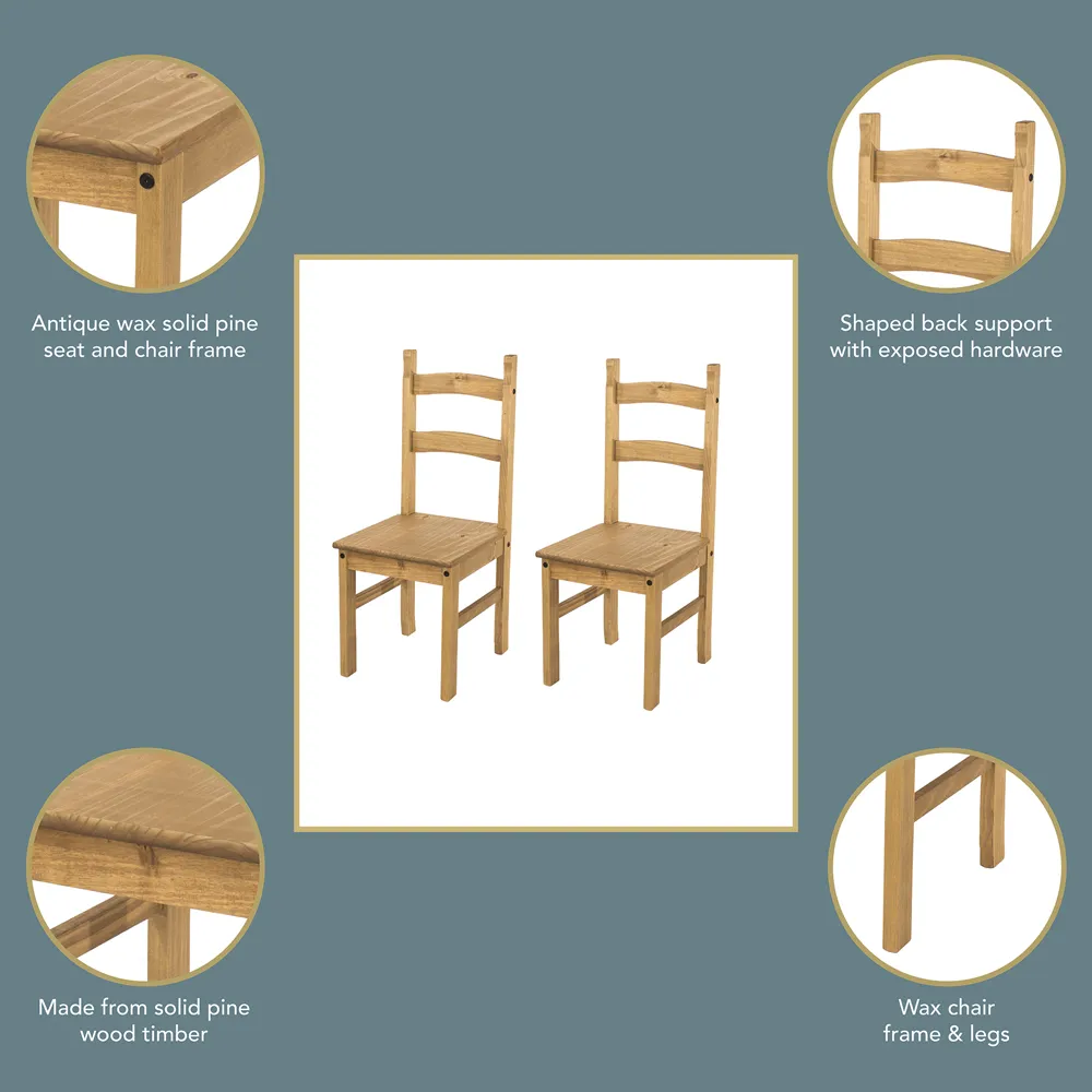 Corona Set of 2 Dining Chairs - Brown, Pine