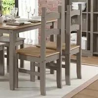 Corona Set of 2 Dining Chairs - Grey, Pine