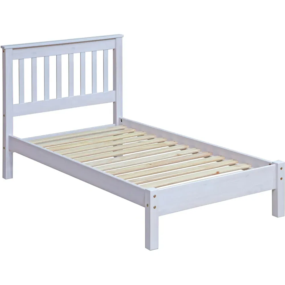 Corona Single Bed Frame - White, Pine