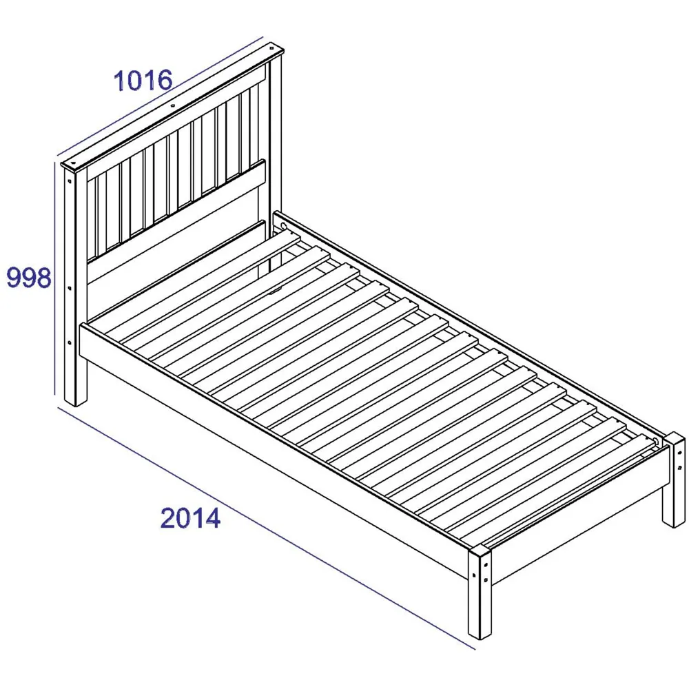 Corona Single Bed Frame - White, Pine