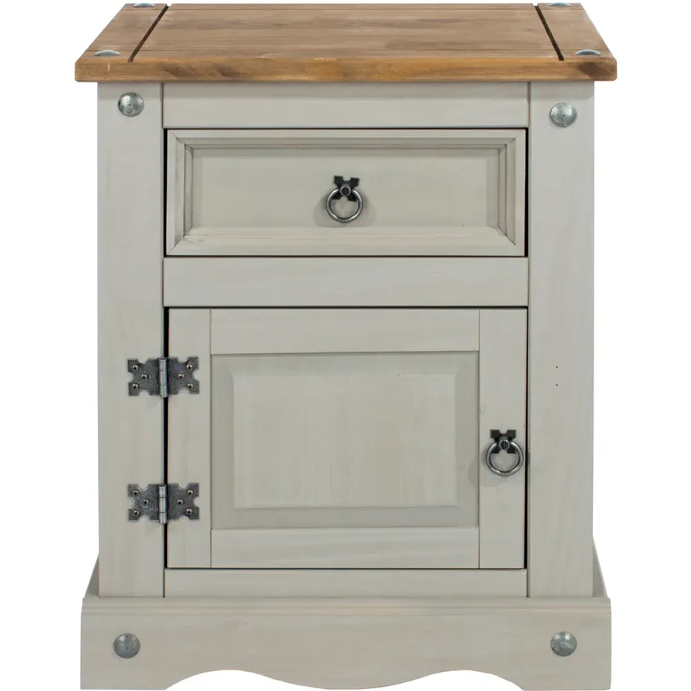 Corona Single Door Bedside Table with Drawer - Grey