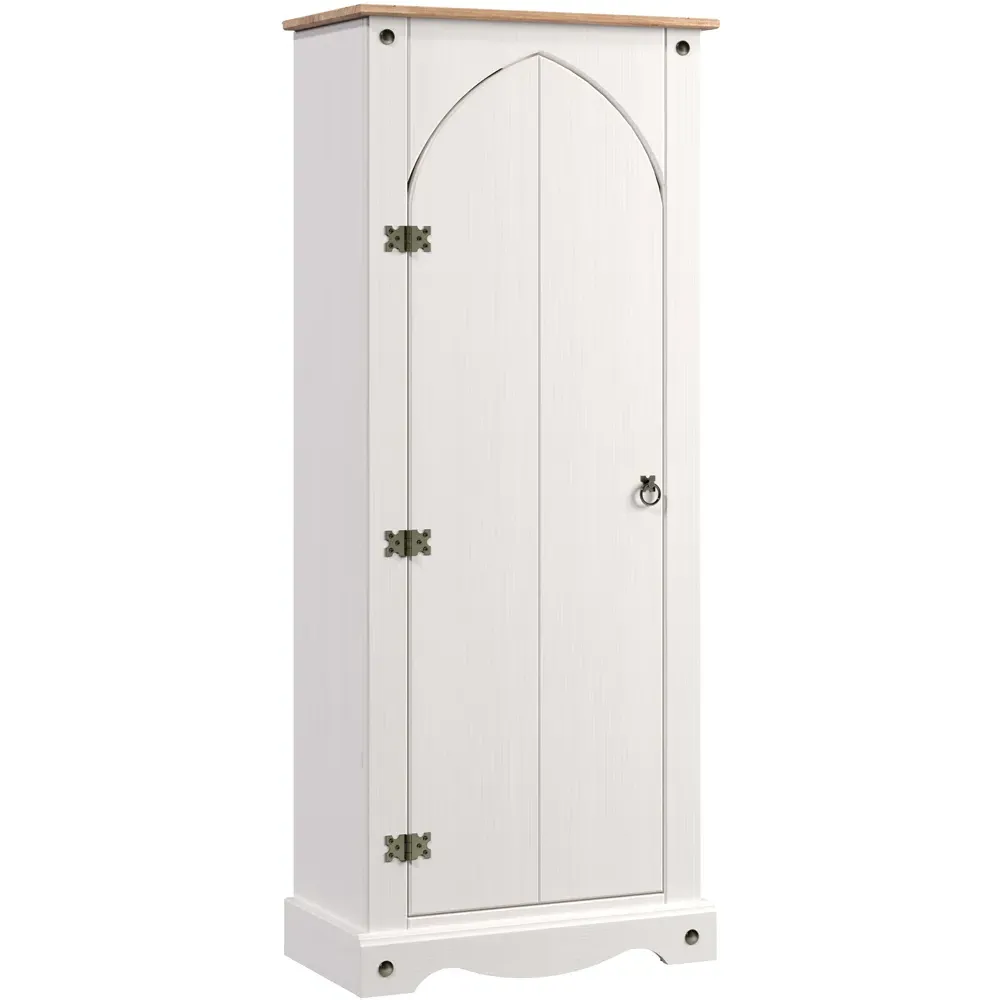 Corona Single Door Vestry Cupboard - White, Pine