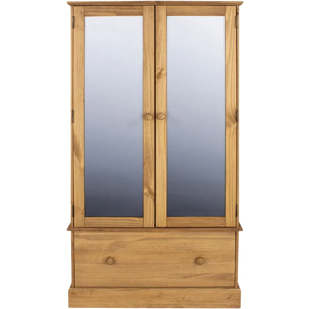 Cotswold 2 Door Single Drawer Mirror Wardrobe - Wood