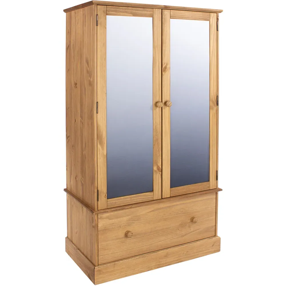Cotswold 2 Door Single Drawer Mirror Wardrobe - Wood
