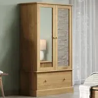 Cotswold 2 Door Single Drawer Mirror Wardrobe - Wood