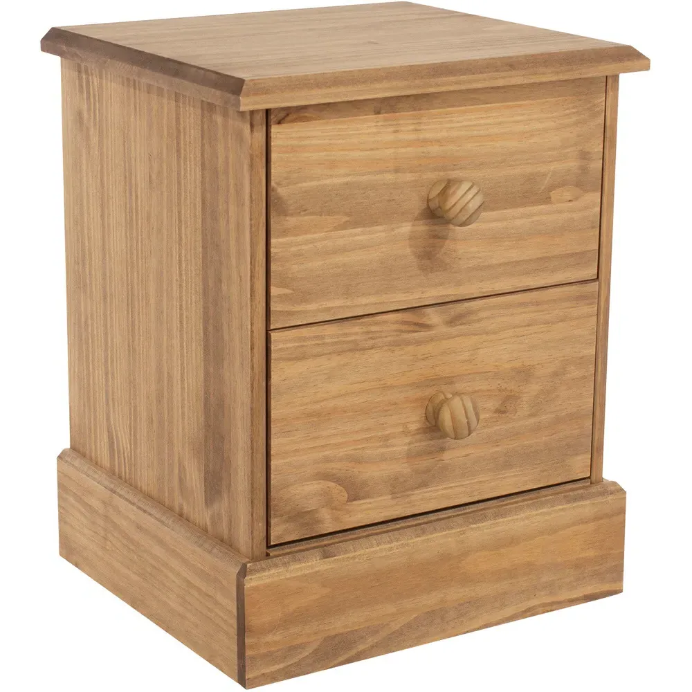 Cotswold 2 Drawer Bedside Table - Brown, Pine