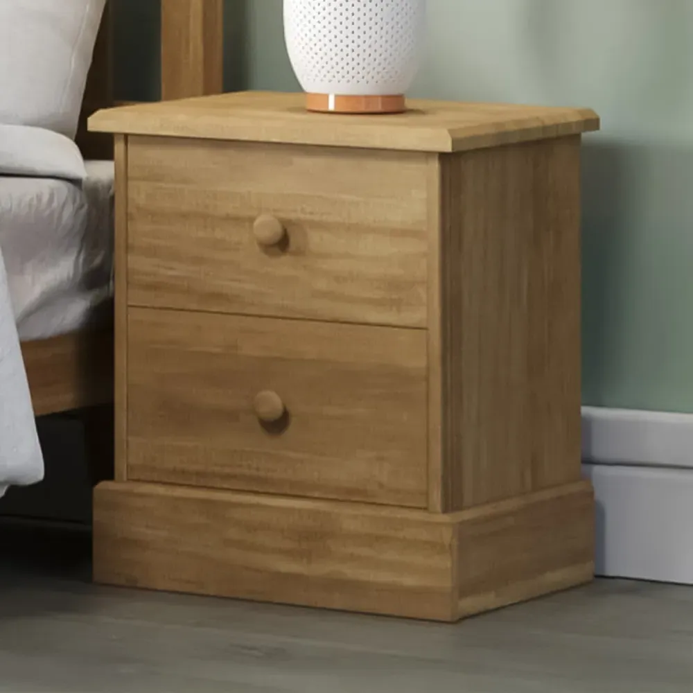 Cotswold 2 Drawer Bedside Table - Brown, Pine image