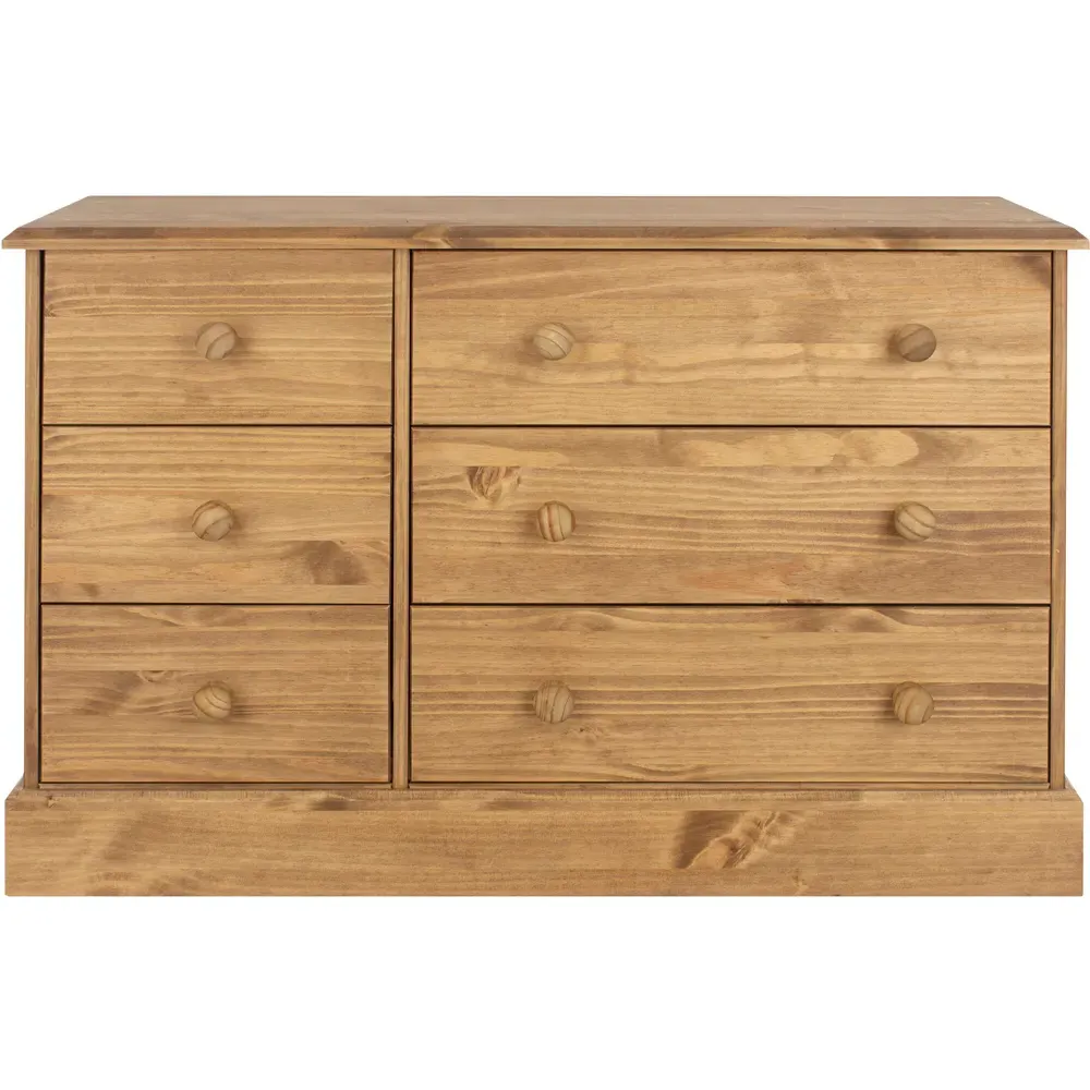 Cotswold 6 Drawer Wide Chest of Drawers - Brown, Pine