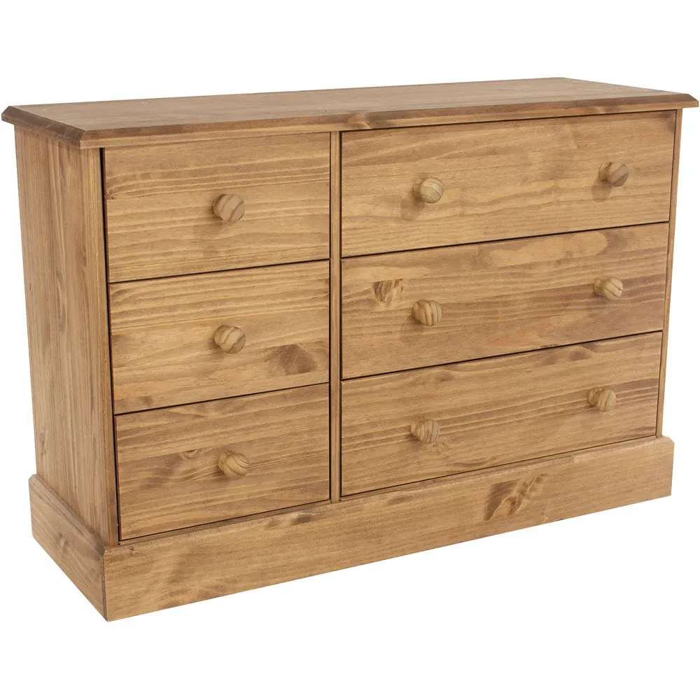 Cotswold 6 Drawer Wide Chest of Drawers - Brown, Pine