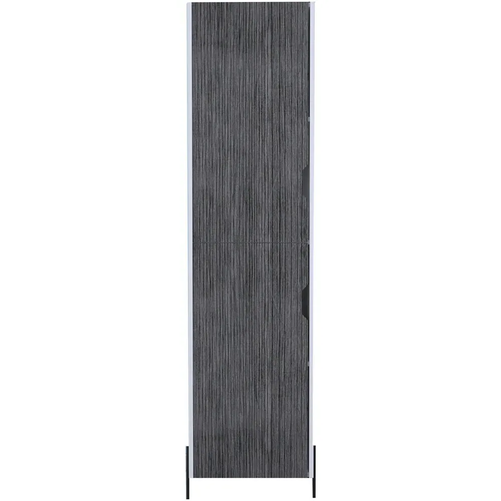 Dallas 2 Door Tall Storage Cabinet - White, Carbon Grey Oak