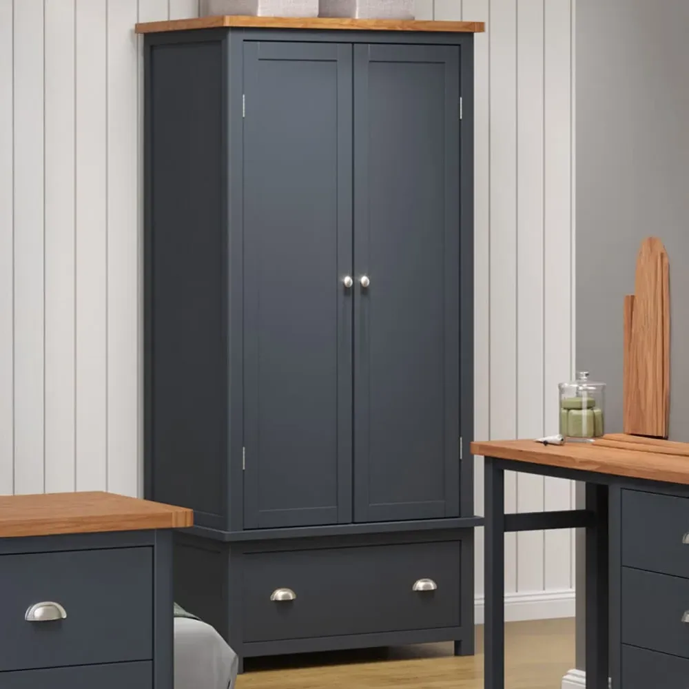 Dunkeld 2 Door Single Drawer Wardrobe - Blue