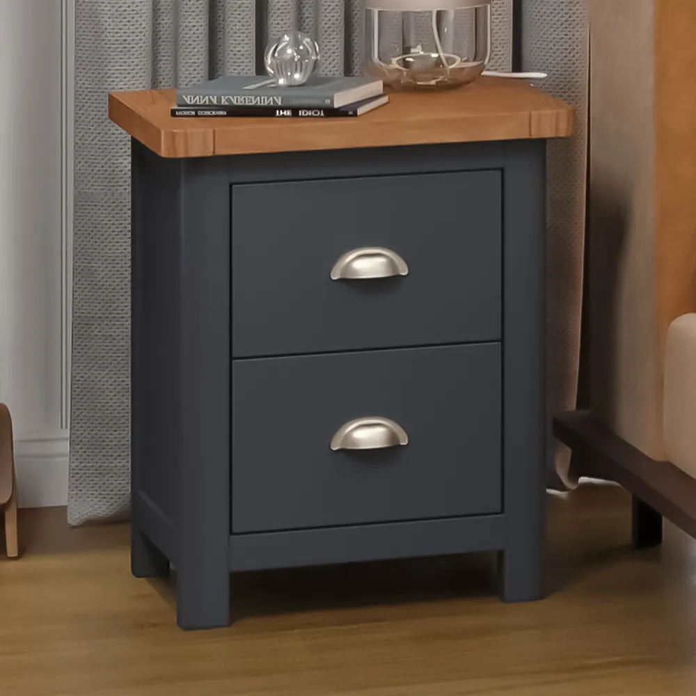 Dunkeld 2 Drawer Bedside Table - Midnight Blue