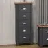 Dunkeld 5 Drawer Narrow Chest of Drawers - Blue, Oak