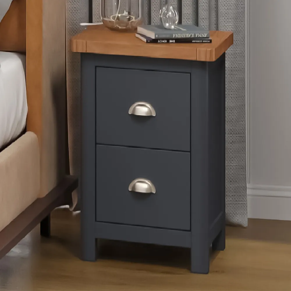 Dunkeld Petite 2 Drawer Bedside Table - Midnight Blue image