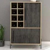 Harvard 2 Door Drinks Cabinet with Bottle Storage - Grey Oak