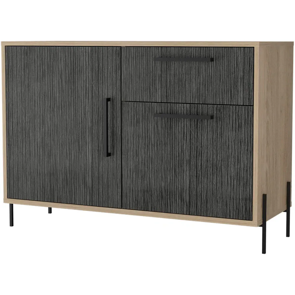Harvard 2 Door Single Drawer Small Sideboard - Grey Oak
