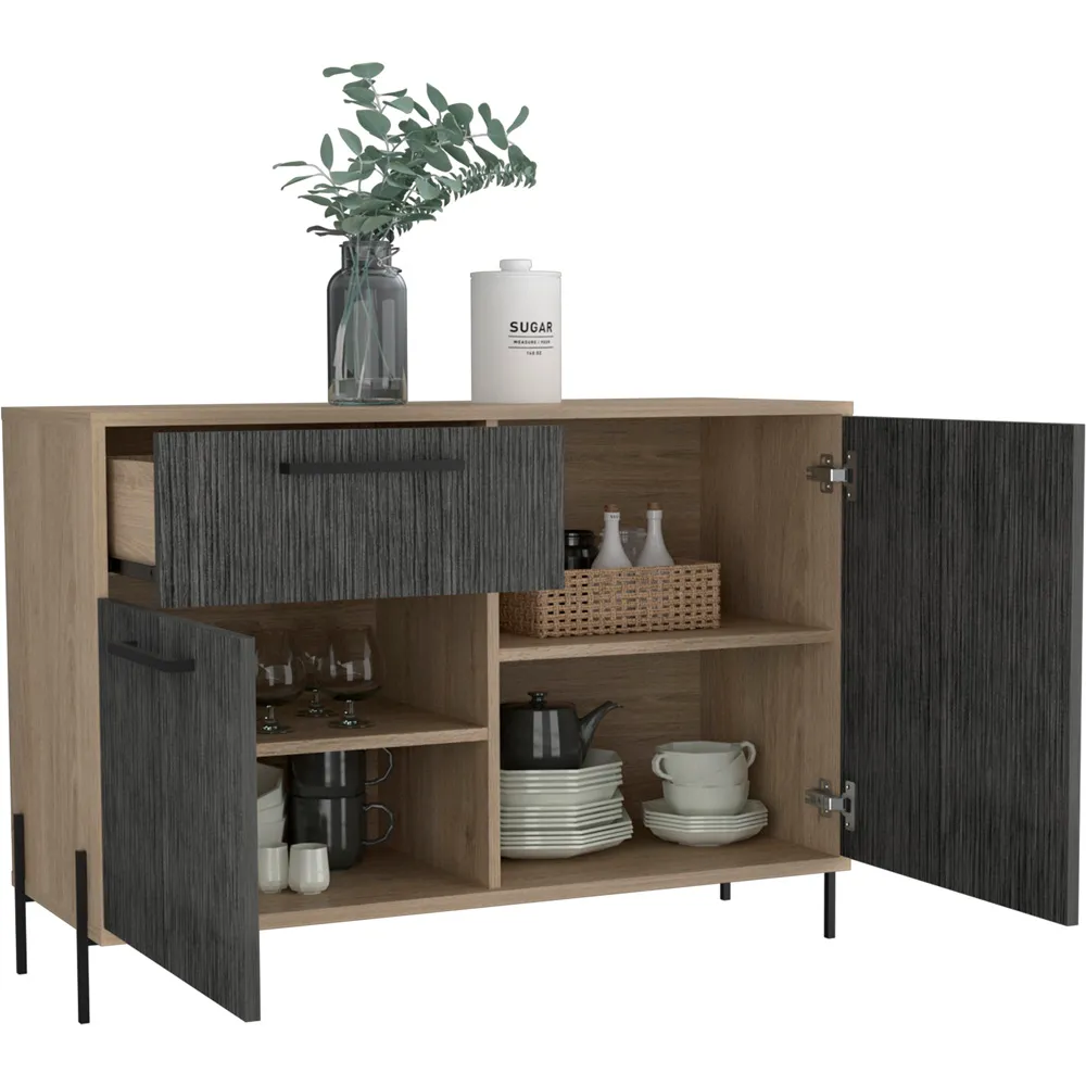 Harvard 2 Door Single Drawer Small Sideboard - Grey Oak