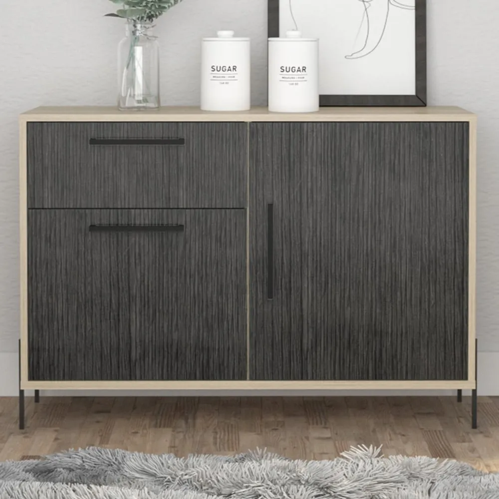 Harvard 2 Door Single Drawer Small Sideboard - Grey Oak