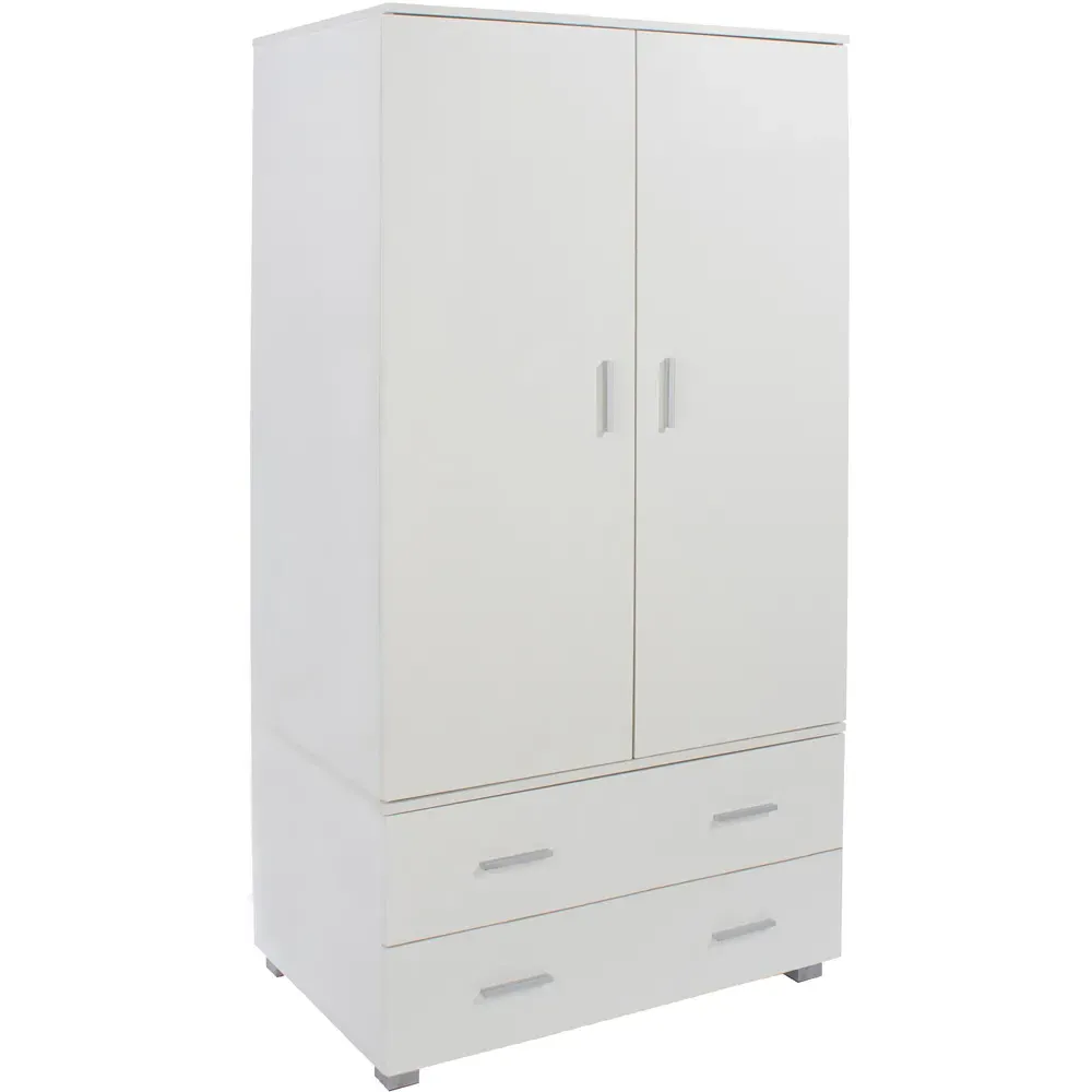 Lido 2 Door 2 Drawer Low Wardrobe - White