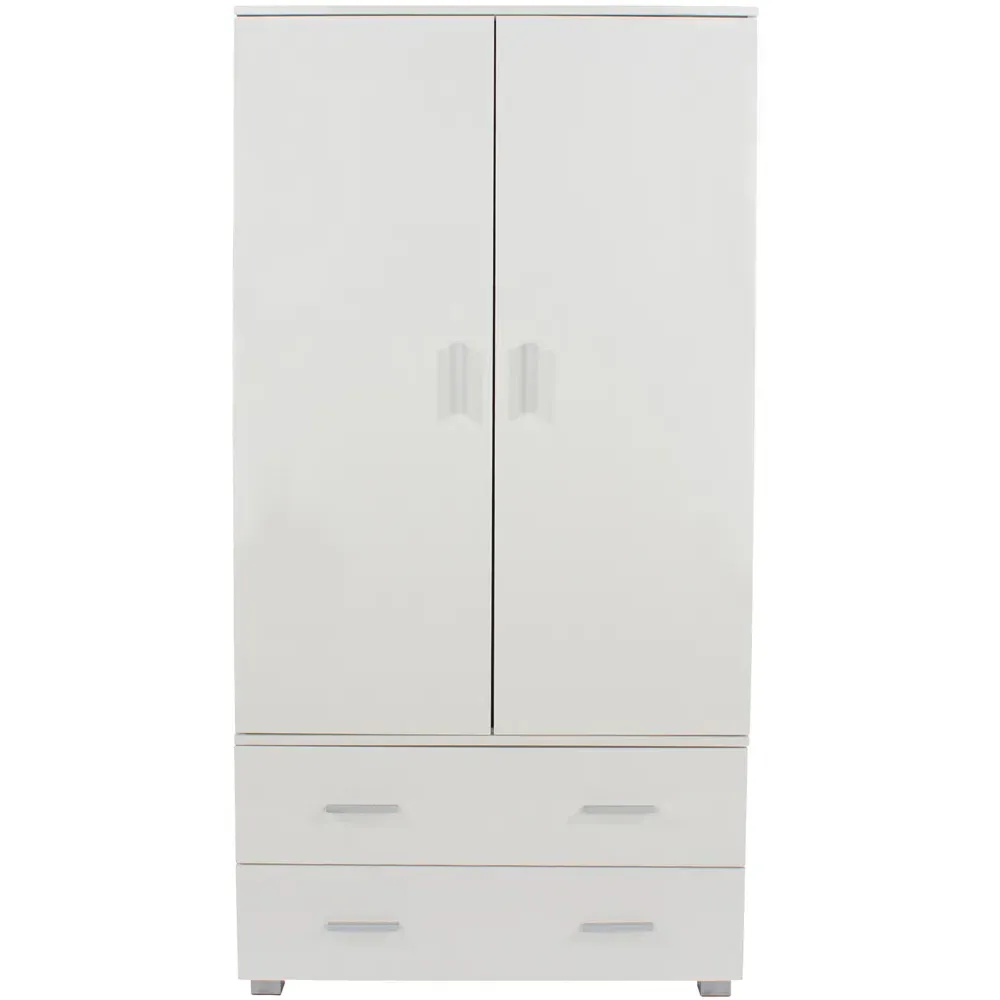 Lido 2 Door 2 Drawer Low Wardrobe - White