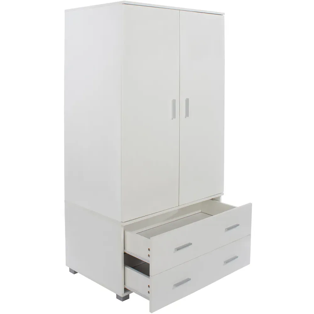 Lido 2 Door 2 Drawer Low Wardrobe - White