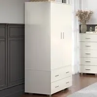 Lido 2 Door 2 Drawer Low Wardrobe - White
