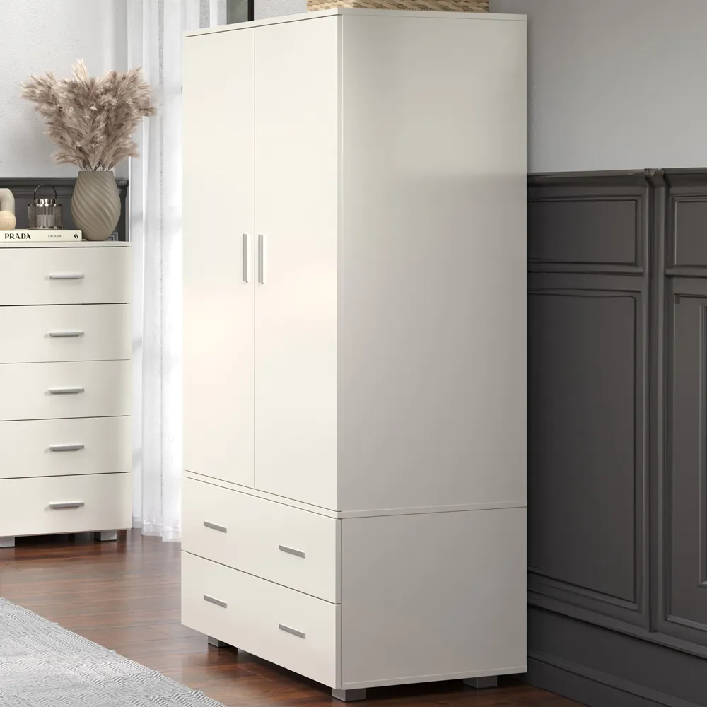 Lido 2 Door 2 Drawer Low Wardrobe - White image