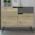 Manhattan 2 Door Single Drawer Small Sideboard - Grey, Oak