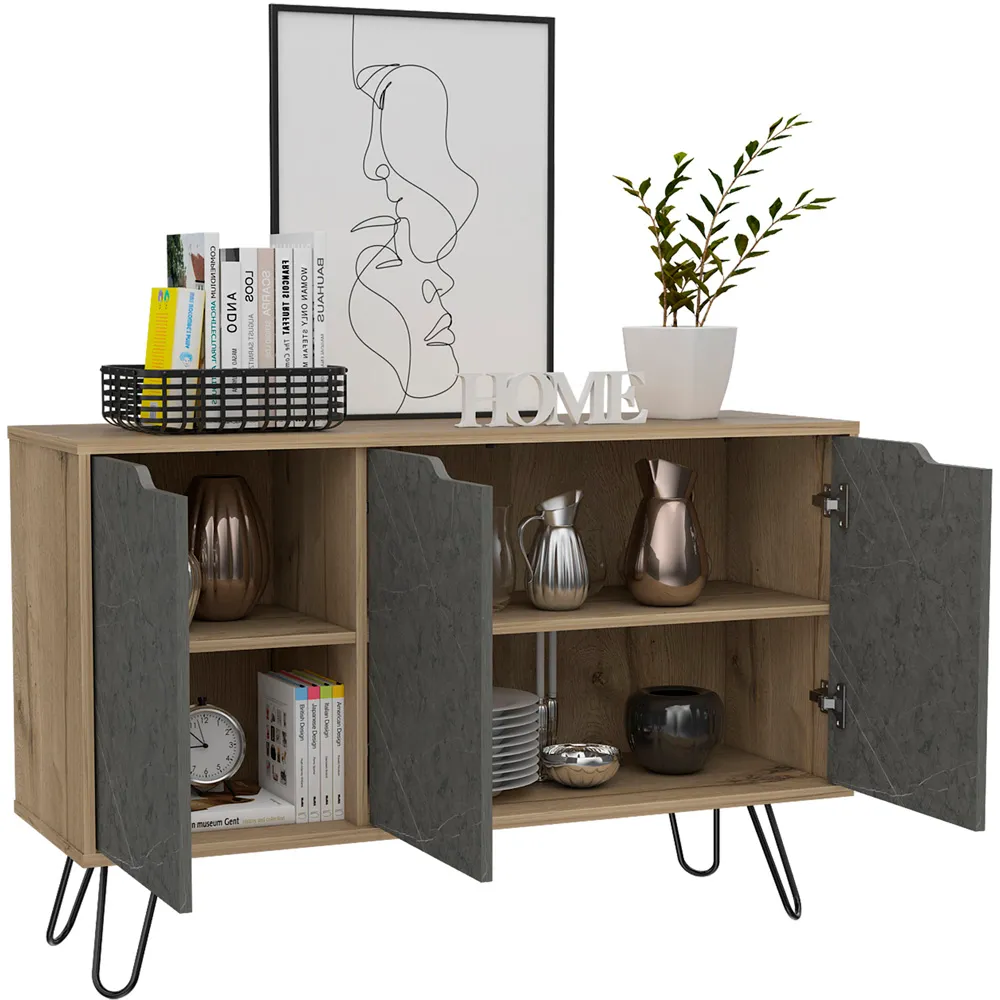 Manhattan 3-Door Medium Sideboard - Grey, Pine