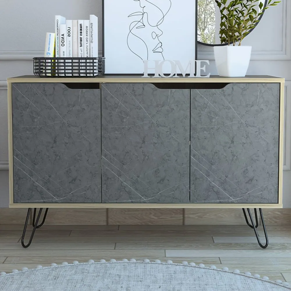 Manhattan 3-Door Medium Sideboard - Grey, Pine image