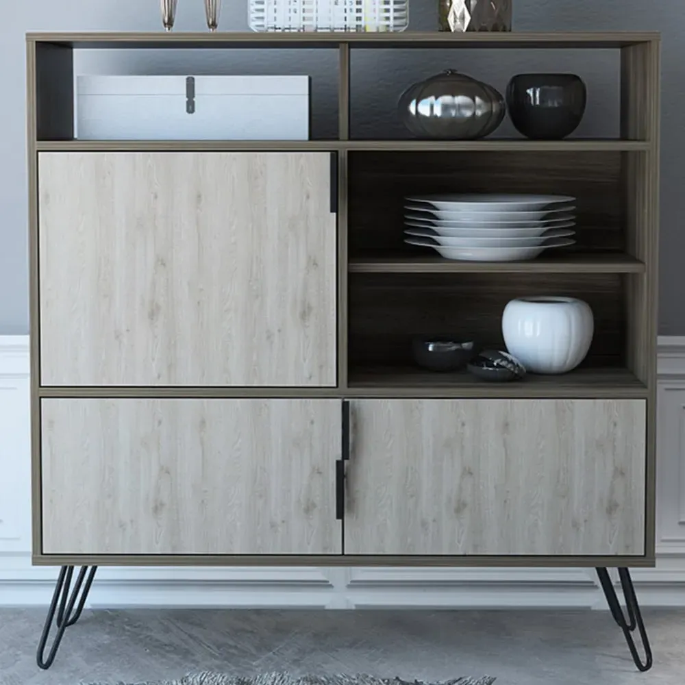 Nevada 3 Door High Sideboard - Brown, Oak