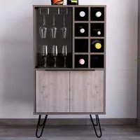 Nevada 3 Door Wine Cabinet with Mirror - Brown, Oak