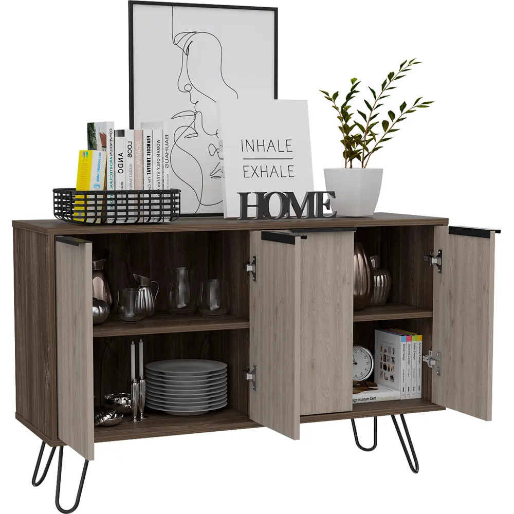 Nevada 4 Door Large Sideboard - Brown, Oak