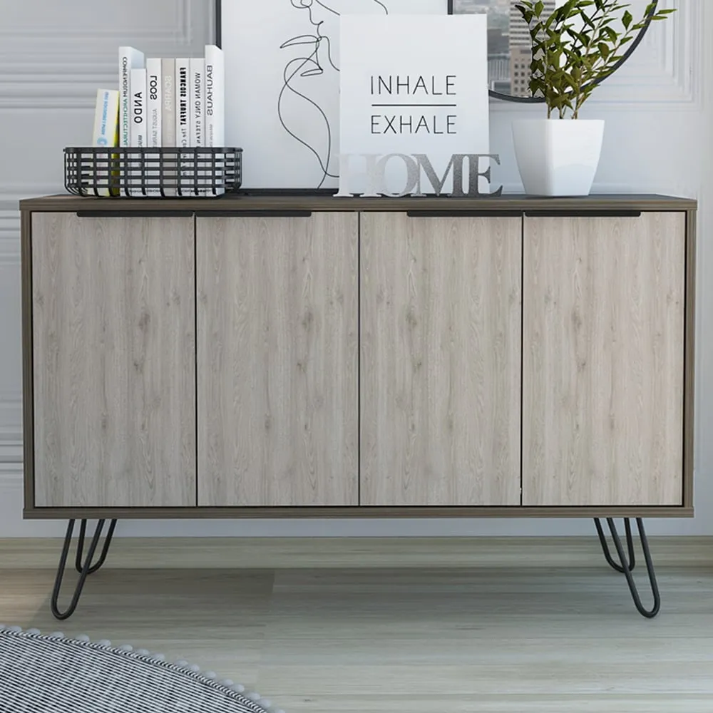 Nevada 4 Door Large Sideboard - Brown, Oak