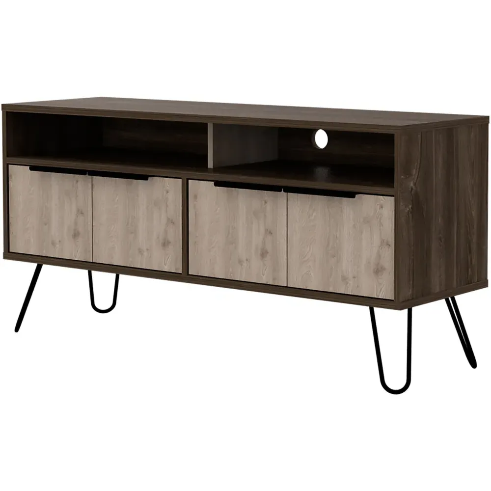 Nevada 4 Door TV Unit - Brown, Oak
