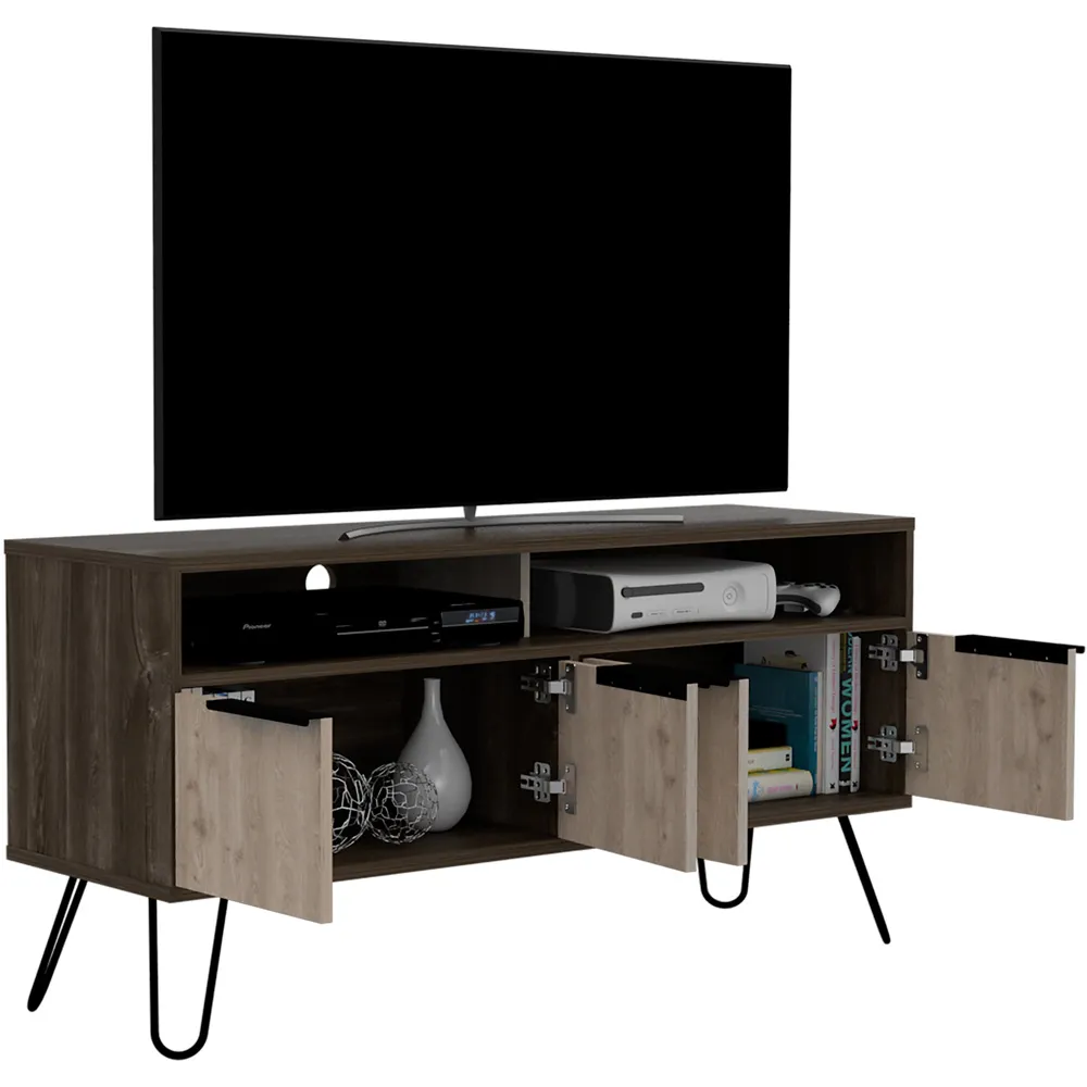 Nevada 4 Door TV Unit - Brown, Oak