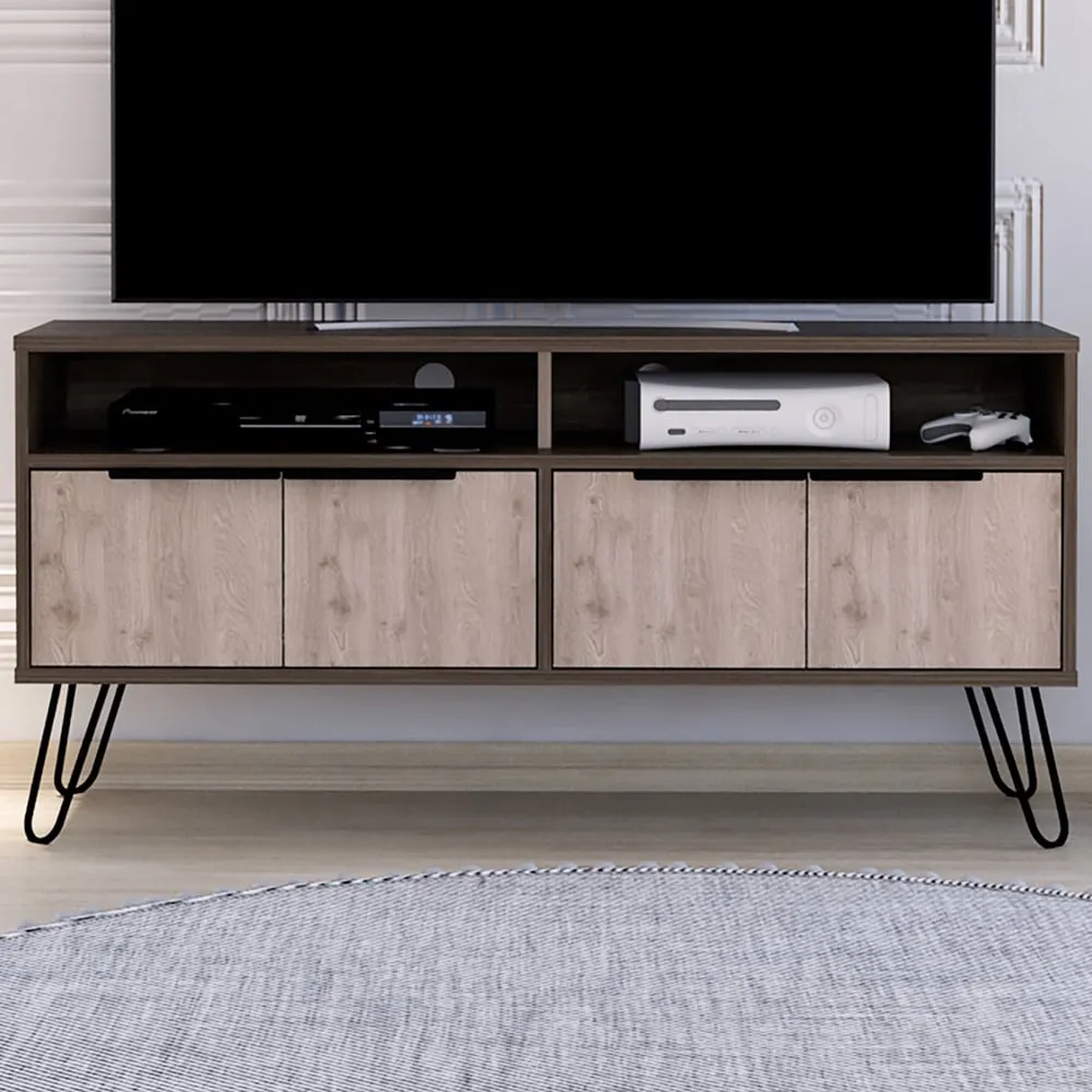 Nevada 4 Door TV Unit - Brown, Oak image