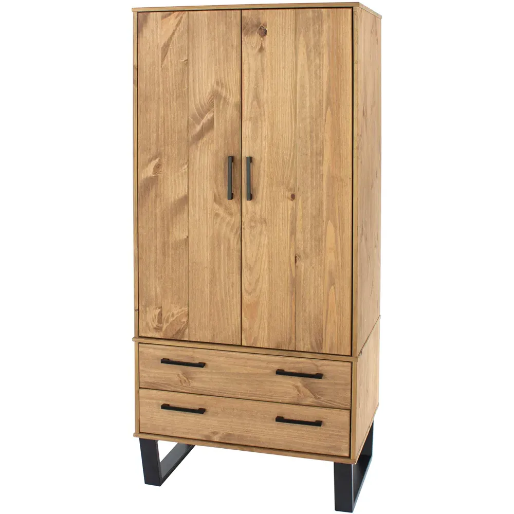 Texas 2 Door 2 Drawer Wardrobe - Brown, Pine