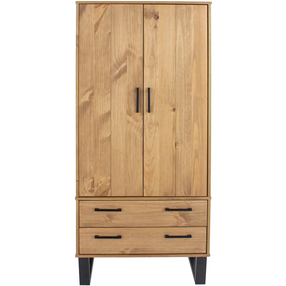 Texas 2 Door 2 Drawer Wardrobe - Brown, Pine