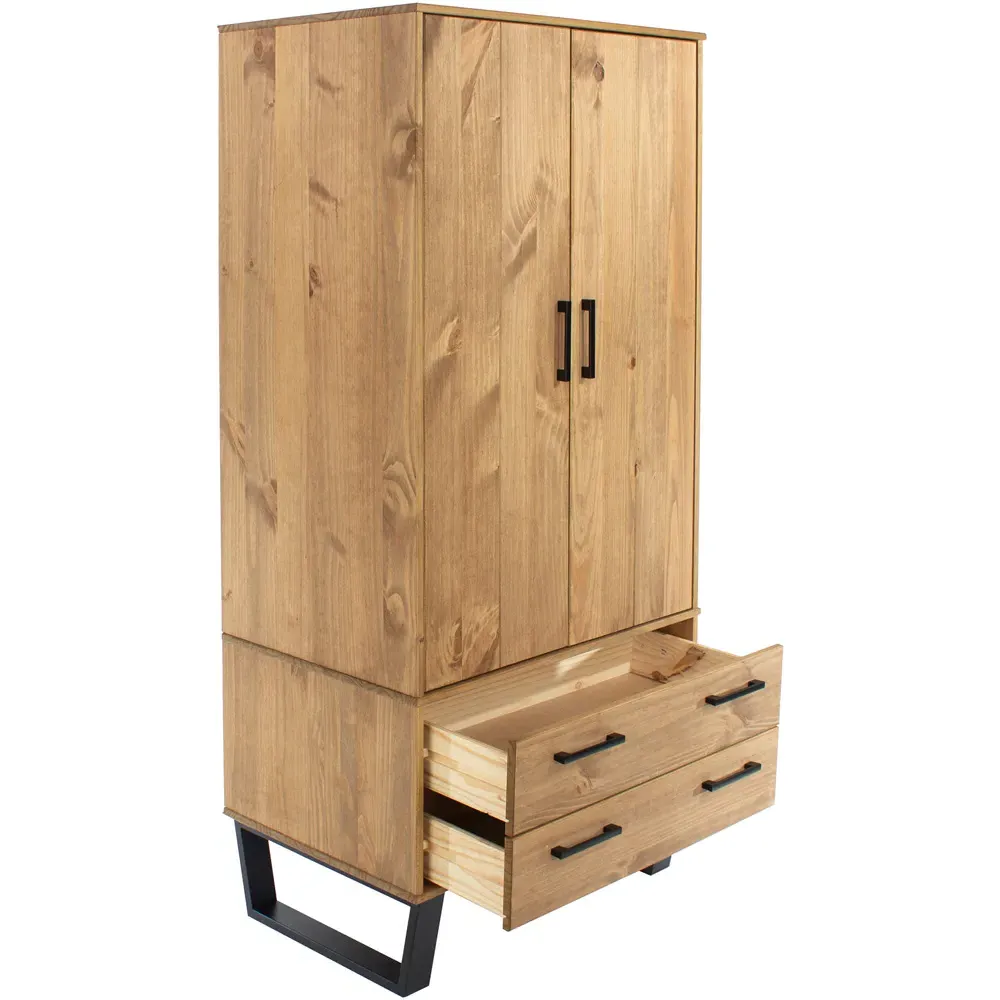 Texas 2 Door 2 Drawer Wardrobe - Brown, Pine