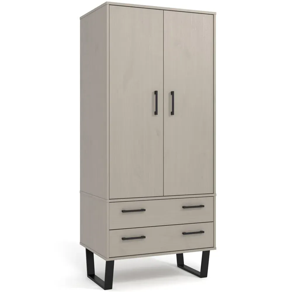 Texas 2 Door 2 Drawer Wardrobe - Grey, Pine