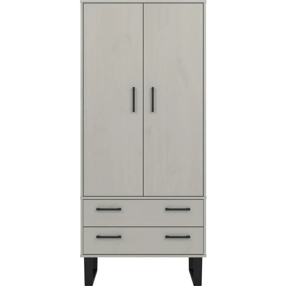 Texas 2 Door 2 Drawer Wardrobe - Grey, Pine