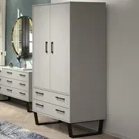 Texas 2 Door 2 Drawer Wardrobe - Grey, Pine