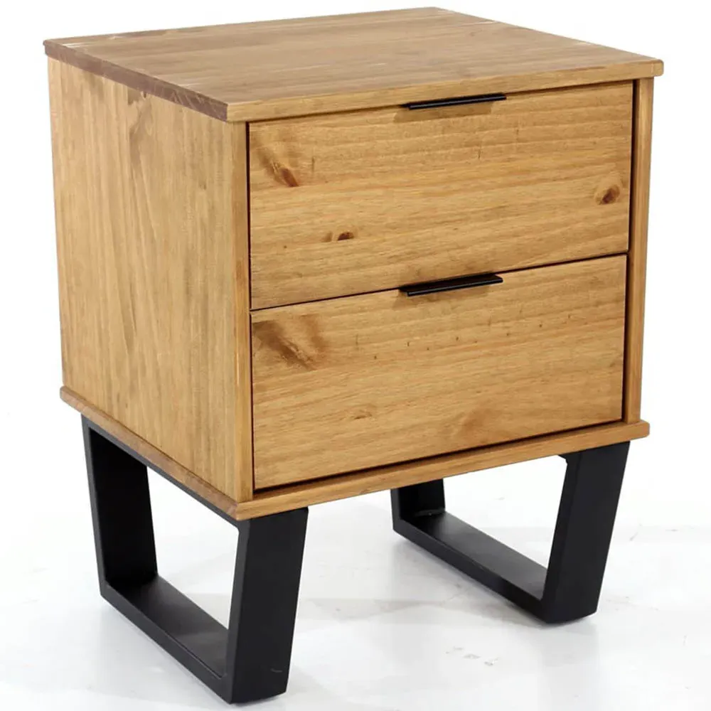 Texas 2 Drawer Bedside Cabinet - Brown, Pine