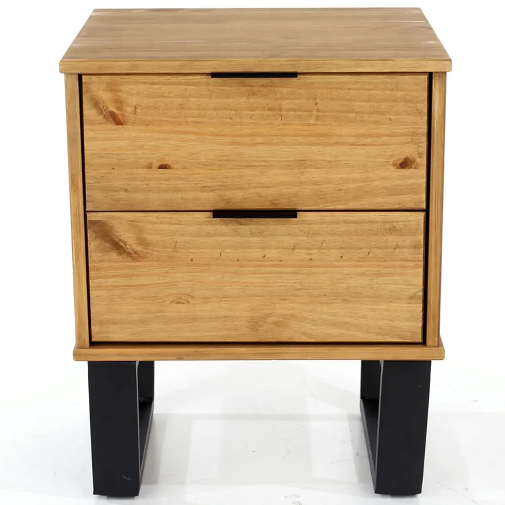 Texas 2 Drawer Bedside Cabinet - Brown, Pine