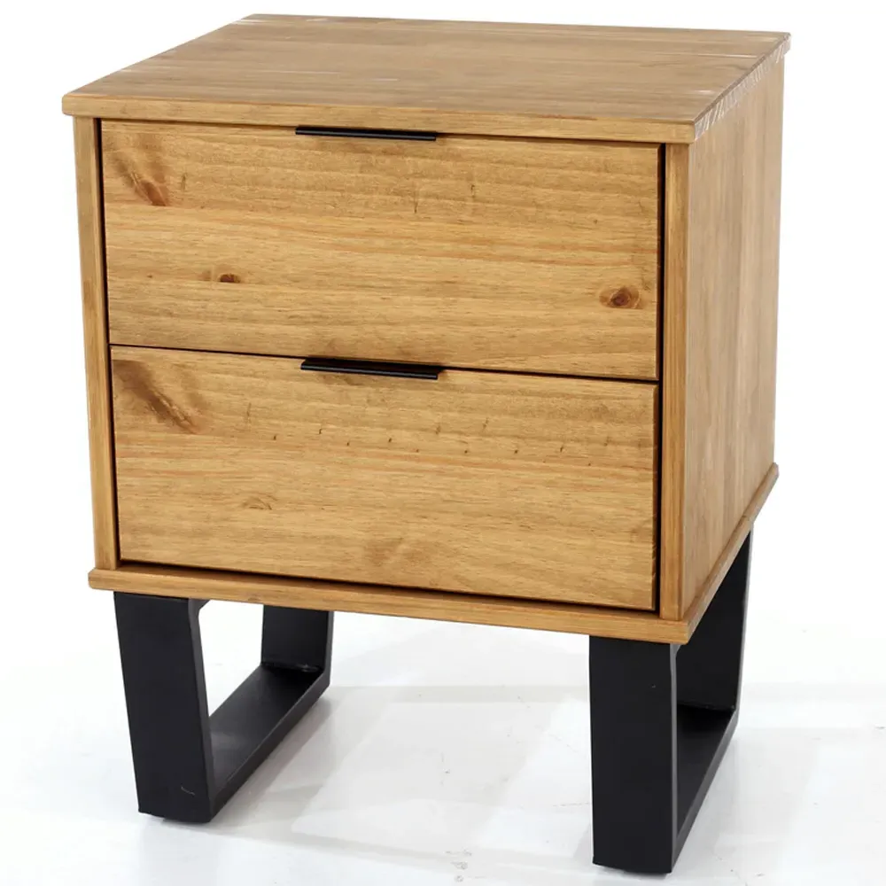 Texas 2 Drawer Bedside Cabinet - Brown, Pine